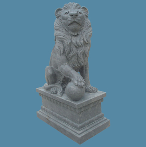 Blue limestone lion M-Lion-02