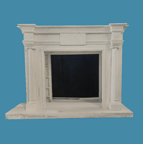 Carved pillars marble fireplac