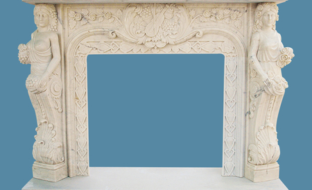 Two ladies statuary marble mantel SC-FP03