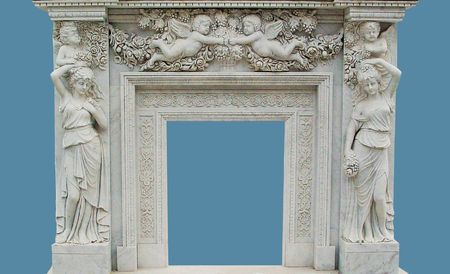 Two maidens marble fireplace SC-FP01