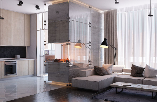 Loft retro decoration, the use of fireplace presents a diffe