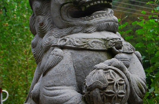 Marble Carving Fireplace-Marble Lions